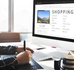 Sticker - Shopping Online Shopaholics E-Commerce E-Shopping Concept