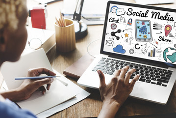 Poster - social media connection global communication concept
