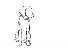 Continuous Line Drawing Of Cute Dog