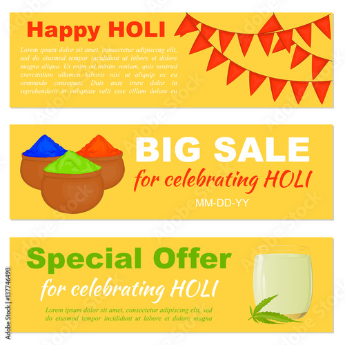 Big Sale And Special Offer Banners With Flags Colorful Gulal And