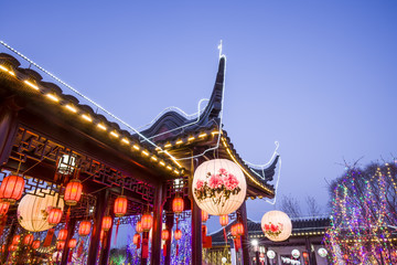 Chinese traditional buildings at night