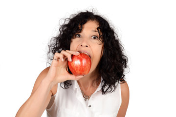 Wall Mural - Woman eating an apple.