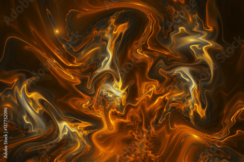 Abstract Golden Swirly Texture Fantasy Fractal Background In