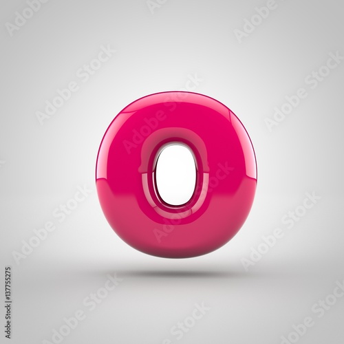 Glossy Pink Paint Letter O Lowercase 3d Render Of Bubble Font With
