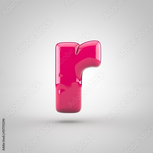 Glossy Pink Paint Letter R Lowercase 3d Render Of Bubble Font With