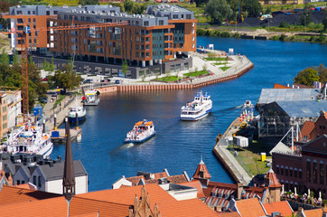 Sticker - Cityscape with river, Gdansk, Poland