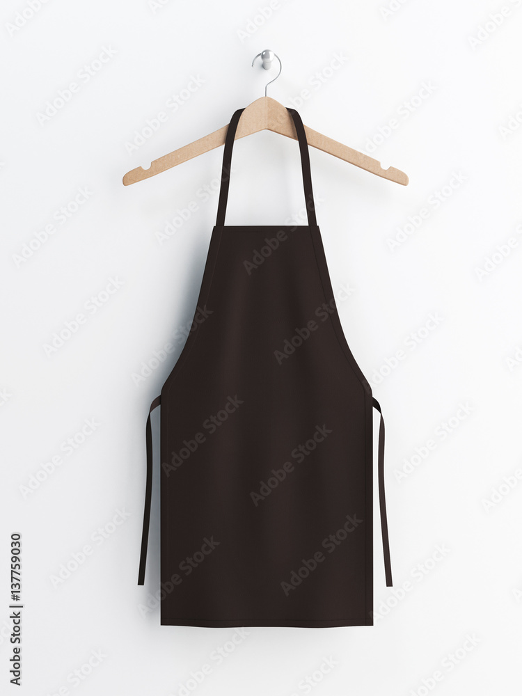 Apron, black apron, apron mockup, apron on clothes hanger 3d rendering ...