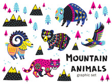 Set Of Mountain Animals