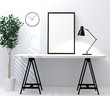 © radmila85 - Frame poster and lamp mockup on tabel 3d rendering