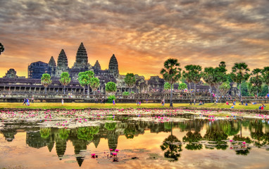 Sticker - Sunrise at Angkor Wat, a UNESCO world heritage site in Cambodia