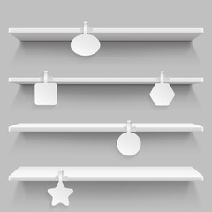Wall Mural - empty supermarket retail shelves with advertising wobblers vector illustration