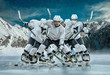 © Andrii IURLOV - Ice hockey player in action outdoor around mountains