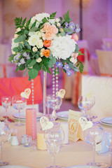 Poster - Wedding guest table decorated with bouquet and settings