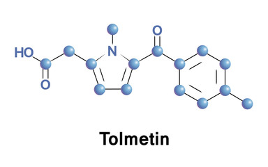 Sticker - Tolmetin is a non-steroidal anti-inflammatory drug of the heterocyclic acetic acid derivatives. It is used to reduce pain, swelling, tenderness and stiffness in osteoarthritis and rheumatoid arthritis