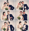 Bride and bridegroom making funny faces in photo booth