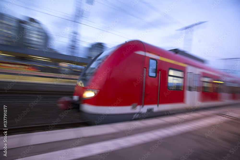 speeding passenger train - obrazy, fototapety, plakaty 