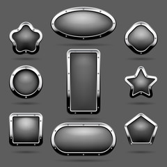 Chrome frames or metal panel buttons vector illustration