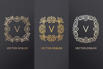 Aufkleber - Vector set of design elements and monograms