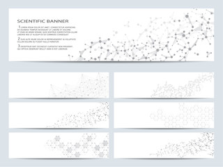 Wall Mural - set of modern scientific banners. molecule structure dna and neurons. abstract background. medicine,