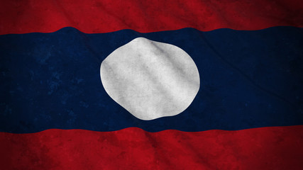 Grunge Flag of Laos - Dirty Laotian Flag 3D Illustration