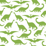 Fototapeta Dinusie - Seamless pattern with cartoon dinosaurs. For cards, party, banners, and children room decoration.