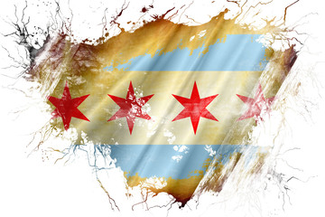 Wall Mural - Grunge old Chicago flag 