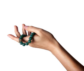 Prayer beads in woman's hand