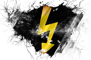 Wall Mural - Grunge old High voltage sign flag 
