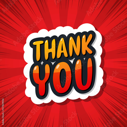 Thank you, Comic speech bubble. Vector illustration.