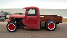  Classic Hot Rod  Pickup Truck On Seafront Promenade With Sea In Background