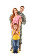 © Africa Studio - Soldier reunited with family on white background
