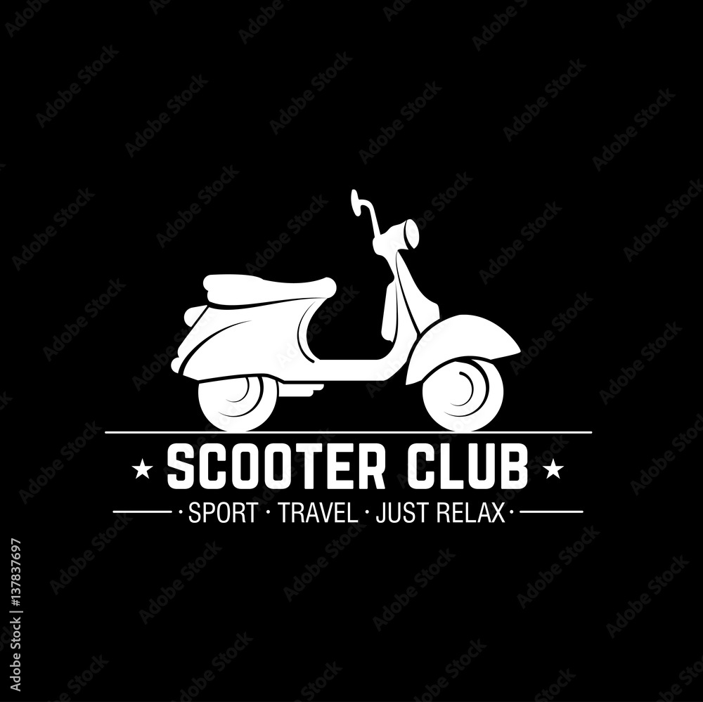Vector white logo scooter club on black background Stock Vector | Adobe  Stock, image size:1000x999