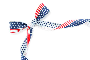 Wall Mural - Ribbon with USA flag on white background