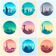 Collection of famous cityscapes