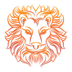 Wall Mural - Colorful sketch of lion head isolated on white background. Vector illustration