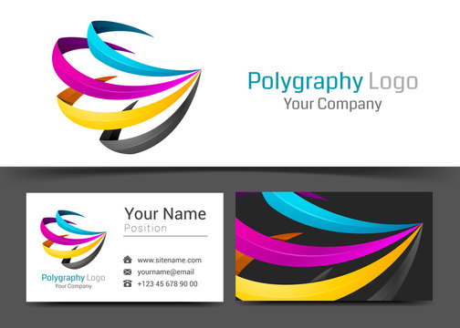 CMYK Printing Corporate Logo and Business Card Sign Template. Creative Design with Colorful Logotype Visual Identity Composition Made of Multicolored Element. Vector Illustration
