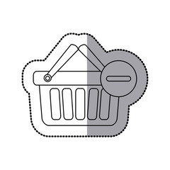 Sticker - sticker silhouette with shopping basket with two handle and minus sign vector illustration