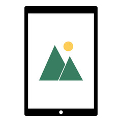 landscape_picture icon - flat design, glyph style icon - colored enclosed in a tablet