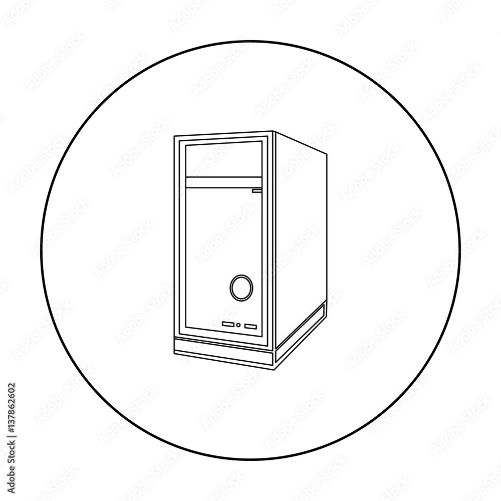 System unit icon in outline style isolated on white background ...