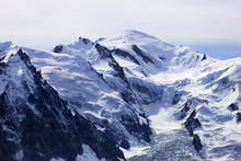 Aiguille Du Midi (3,842m) Left And Mont Blanc (4,810m) Haute Savoie, France, Europe, September 2008
