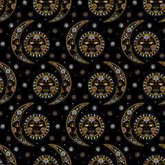 Vector bohemian celestial pattern