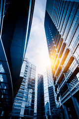 Wall Mural - Skyscrapers from a low angle view in modern city of China.