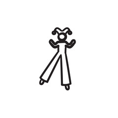 Sticker - Clown on stilts  sketch icon.