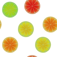 Wall Mural - Seamless  pattern with  citrus fruit - vector illustration