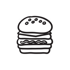 Sticker - Double burger sketch icon.