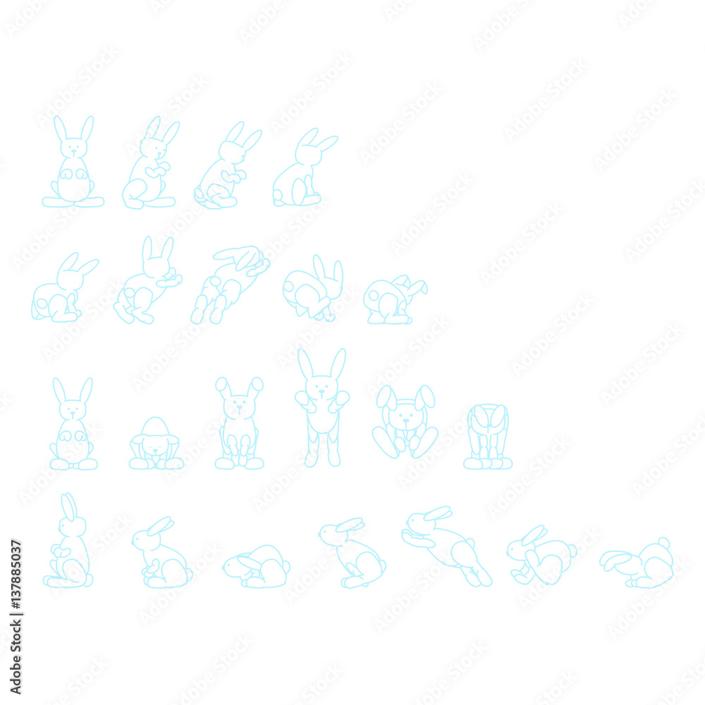 Bouncing Rabbit Sequence Hopping bunny rabbit animation sequence. Stock Vector | Adobe Stock