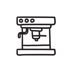 Sticker - Coffee maker sketch icon.