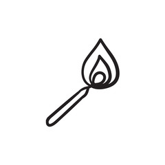 Canvas Print - Burning match  sketch icon.