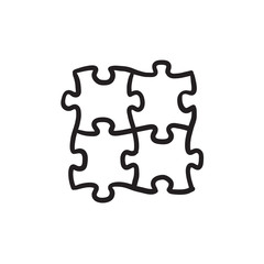 Sticker - Puzzle sketch icon.