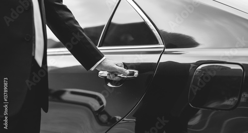 Businessman Handle Limousine Door Car Poster Mural XXL